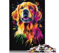500 Piece Golden Retriever Pop Art Jigsaw Puzzle for Adult Teenagers Wooden Puzzle Jigsaws for Adults Puzzles for Adults Teens 500pcs (52x38cm)