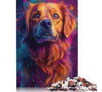 500 Piece Golden Retriever Pop Art Portrait Square Jigsaw Puzzles for Adults, Wooden Puzzles Educational Game for Children 500pcs (52x38cm)