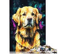 500 Piece Golden Retriever Portrait Creative Square Jigsaw Puzzles for Adults & Wooden Puzzles Educational Toys 500pcs (52x38cm)