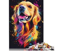 500 Piece Golden Retriever Splash Art Jigsaw Puzzles for Adult Teenagers Puzzles for Adults Brain Teaser Puzzles For Adults 500pcs (52x38cm)