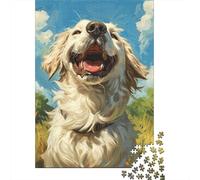 500 Piece Golden Retriever Square Jigsaw Puzzles for Adults, Wooden Puzzles Learning Educational Toy 500pcs (52x38cm)