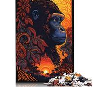 500 Piece Gorilla Art Style 7 Jigsaw Puzzles for Adult Teenagers Wooden Puzzle Adult Jigsaw Puzzle Puzzle for Adults And Teenager 500pcs (52x38cm)