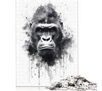500 Piece Gorilla Beauty Black Ink Jigsaw Puzzle for Adult Teenagers Wood Puzzles for Adults Home Decoration Puzzle Toys 500pcs (52x38cm)