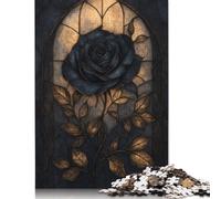 500 Piece Gothic Rose Stained Glass Square Puzzles for Adults & Wooden Puzzles Educational Game 500pcs (52x38cm)