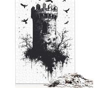 500 Piece Gothic Tower with Crowsre Jigsaw Puzzles for Adult Teenagers Puzzle Jigsaws for Adults Puzzle for Adults And Teenager 500pcs (52x38cm)