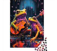 500 Piece Guitar Frog Square Puzzles for Adults, Wooden Puzzles Family Entertainment Toys 500pcs (52x38cm)