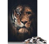 500 Piece Half Tiger Half Lion Jigsaw Puzzle for Adult Teenagers Christmas Eve Gifts 500pcs (52x38cm)