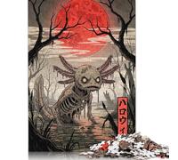 500 Piece Halloween Axolotl Monster Ukiyo-e Jigsaw Puzzles for Adult Teenagers Wooden Puzzle Jigsaws for Adults Brain Teaser Puzzle 500pcs (52x38cm)