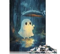 500 Piece Halloween Ghost in The Rain Jigsaw Wooden Puzzle Adult Jigsaw Puzzle Jigsaw Puzzles for Adult 500pcs (52x38cm)