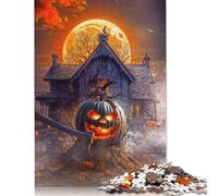 500 Piece Halloween Pumpkin & Haunted House Jigsaws for Adults Wood Puzzle Jigsaws Educational Game Challenge Toy 500pcs (52x38cm)