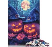 500 Piece Halloween Pumpkins with Witch Hats Jigsaw Puzzle for Adults And Teenager Sustainable Puzzle for Adults | Games 500pcs (52x38cm)