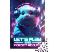 500 Piece Hamster Gaming Square Jigsaw Puzzles for Adults & Wooden Puzzles Learning Educational Toys Family Games 500pcs (52x38cm)