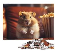 500 Piece Hamster in Cinema Creative Square Jigsaw Puzzles for Adults & Wooden Puzzles Stress Relief Puzzle Games And Unique 500pcs (52x38cm)