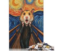 500 Piece Hamster Scream Art Jigsaw Puzzles for Adults Teenagers Wood Puzzles Family Game for Adults And Teenagers 500pcs (52x38cm)