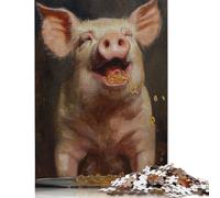 500 Piece Happy Pig Ramen Noodles Square Jigsaw Puzzles for Adults, Wooden Puzzles Educational Game for Children 500pcs (52x38cm)