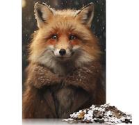 500 Piece Happy Winter Smiling Fox Square Puzzles for Adults And Wooden Puzzles Family Activity 500pcs (52x38cm)