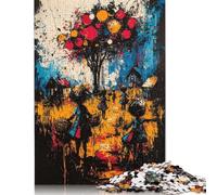 500 Piece Harvest of Dreams - Expressionist Surreal Village Scene Jigsaw Puzzle for Adult Teenagers Puzzle Jigsaws for Adults Educational Game for Adult 500pcs (52x38cm)