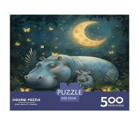 500 Piece Hippopotamus Sleeping Jigsaw Puzzles, for Adults & Wooden Puzzles Educational Games For Kids 500pcs (52x38cm)