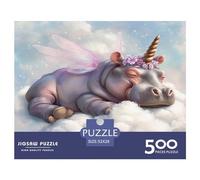 500 Piece Hippopotamus Sleeping Puzzles for Adults & Wooden Puzzles Educational Puzzle Family Game 500pcs (52x38cm)