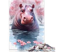 500 Piece Hippopotamus Square Puzzles for Adults & Wooden Puzzles Educational Game 500pcs (52x38cm)