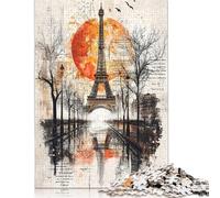 500 Piece Historic Echoes Parisian Sunset Collage Jigsaw Puzzles for Adults Teenagers Wood Puzzles Family Game for Adults And Teenagers 500pcs (52x38cm)