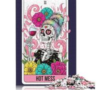 500 Piece Hot Mess Tarot Card Illustration Square Puzzle for Adults Wooden Puzzles Educational Puzzle Family Game 500pcs (52x38cm)