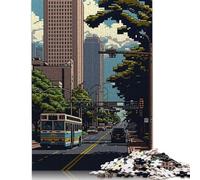 500 Piece Houston City Pixel Art Jigsaw Puzzles for Adults Teenagers Wood Puzzle Jigsaws for Adults Secret Santa Gifts 500pcs (52x38cm)