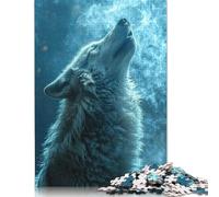 500 Piece Howling White Wolf Square Puzzle for Adults, Wooden Puzzles Puzzle Hands-on Game 500pcs (52x38cm)