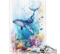 500 Piece Humpback Whale Watercolor Jigsaw Puzzle for Adult Teenagers Puzzle Jigsaws for Adults Teenagers Age 14+ 500pcs (52x38cm)