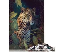 500 Piece Jaguar Jungle Animal Face Square Jigsaw Puzzles for Adults & Wooden Puzzles Learning Educational Toys Family Games 500pcs (52x38cm)