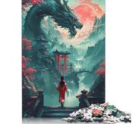 500 Piece Japan Dragon Geisha Creative Square Jigsaw Puzzles for Adults And Wooden Puzzles Toy Intellectual Game 500pcs (52x38cm)