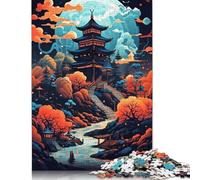 500 Piece Japanese Building Square Jigsaw Puzzles for Adults, Wooden Puzzles Learning Educational Toy 500pcs (52x38cm)