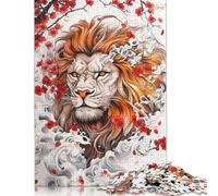 500 Piece Japanese Lion Tattoo Puzzles for Adults Wooden Puzzles Educational Game for Children As A 500pcs (52x38cm)