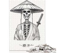 500 Piece Japanese Skeleton Samurai Creative Square Jigsaw Puzzles for Adults & Wooden Puzzles Educational Toys 500pcs (52x38cm)