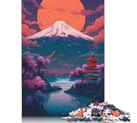 500 Piece Japanese Sunset Lake Jigsaws for Adults Wood Puzzles Wooden Puzzles Jigsaw Puzzles for Adults 500pcs (52x38cm)
