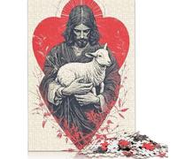 500 Piece Jesus Christ Holding Lamb Jigsaw Puzzlesfor Adults Teenagers Puzzles for Adults Puzzles Learning Educational Puzzle 500pcs (52x38cm)