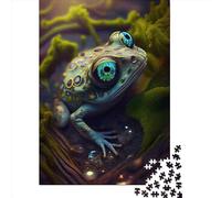 500 Piece Jigsaw Puzzle Alien Frog With Cyan Eyes Jigsaws Puzzles Wooden Puzzle Assembly Toy Family Interactive Game 500pcs (52x38cm)