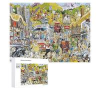500 Piece Jigsaw Puzzle, British Village Chaos A Cartoon Masterpiece!