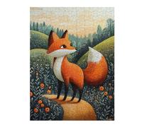 500 Piece Jigsaw Puzzle, Curious Fox in the Meadow - Naïf Whimsical Wi