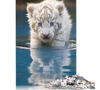 500 Piece Jigsaw Puzzle Cute Baby Tiger Wooden Puzzles for Adults Brain Teaser Game 500pcs (52x38cm)
