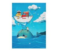 500 Piece Jigsaw Puzzle, Duck Captain on Whale Cartoon Illustration