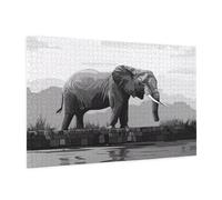 500 Piece Jigsaw Puzzle Elephant Jigsaw Puzzles for Adults Black Impossible Puzzle Challenging High Difficulty Family Activity, Gift Box Packaging, Great Gift Idea for Family Friends 52x38 CM -1236y