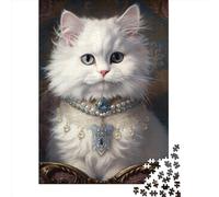 500 Piece Jigsaw Puzzle Fluffy White Kitty 10 Jigsaws Puzzles Wooden Puzzle Assembly Toy Family Interactive Game 500pcs (52x38cm)