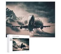 500 Piece Jigsaw Puzzle for Adults, Airplane Flying Through Stormy Skies