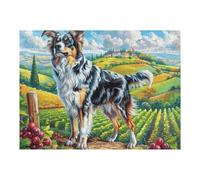 500 Piece Jigsaw Puzzle for Adults Australian Shepherd Fall Farm 500 PCS 52×38cm Rainy Day Indoor Activity Perfect for 14+s Teens Adults Family Fun Safe No Burrs Material Gift