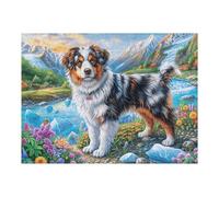 500 Piece Jigsaw Puzzle for Adults Australian Shepherd Fall Farm 52×38cm Rainy Day Indoor Activity Perfect for 14+s Teens Adults Family Fun Safe No Burrs Material Gift