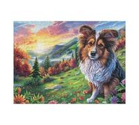 500 Piece Jigsaw Puzzle for Adults Australian Shepherd Spring Flower Field 52×38cm Stress Relief Puzzle for Office Workers Great for After Work Unwind Relaxation Hobby Gift