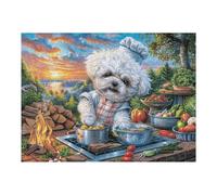 500 Piece Jigsaw Puzzle for Adults Bichon Frise Baking 500 PCS 52×38cm Universal Puzzle for All Occasions Home Decor Family Fun Stress Relief All in One Gift