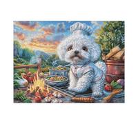 500 Piece Jigsaw Puzzle for Adults Bichon Frise Camping 500 PCS 52×38cm House Warming Gift for New Homeowners Elegant Wall Decor Easy to Frame Display Gift