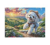 500 Piece Jigsaw Puzzle for Adults Bichon Frise Mountain View 500 PCS 52×38cm Universal Puzzle for All Occasions Home Decor Family Fun Stress Relief All in One Gift